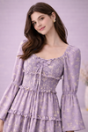 Lavender Bloom Smocked Midi Dress