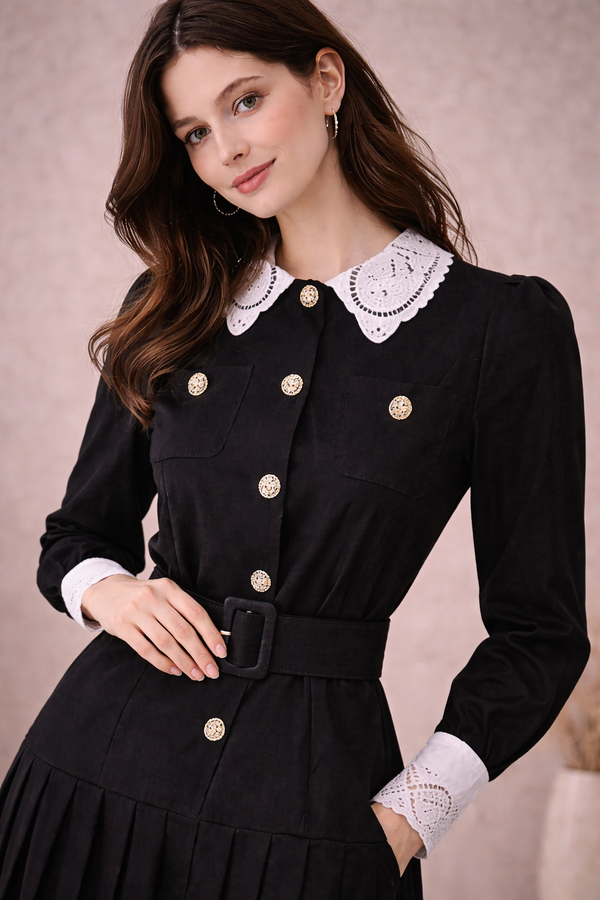 Heritage Lace Collar Midi Dress