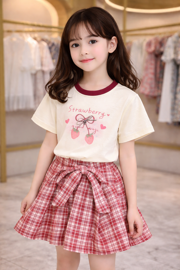 Little Strawberry Charm Top & Skirt Set