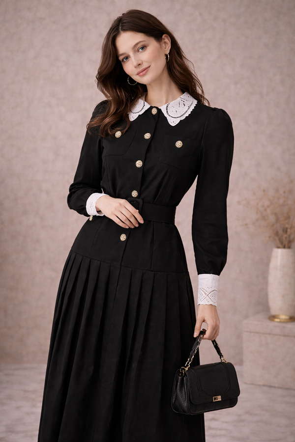 Heritage Lace Collar Midi Dress