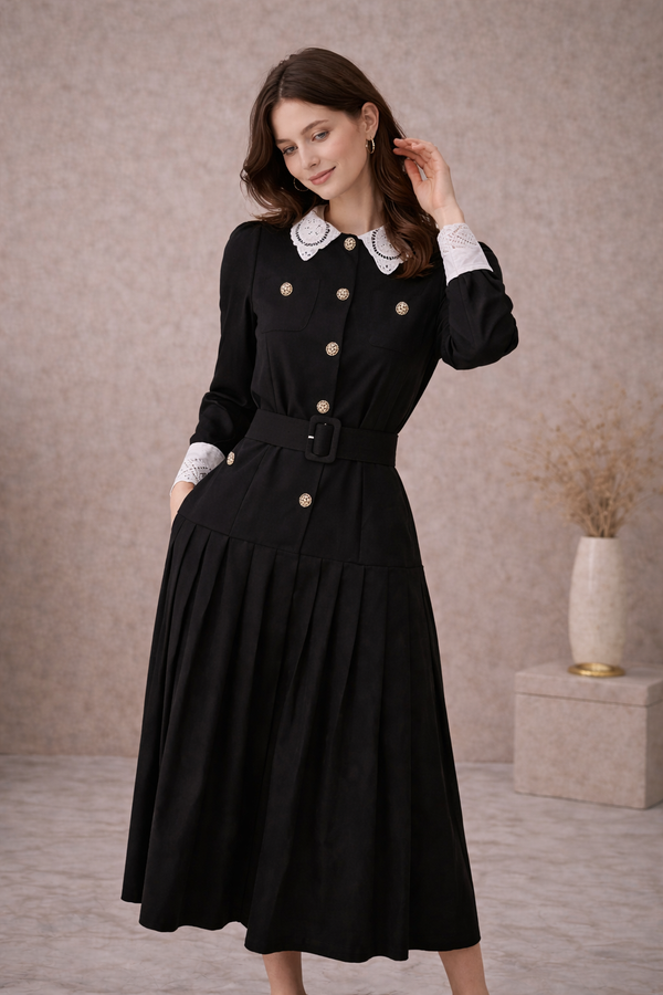Heritage Lace Collar Midi Dress