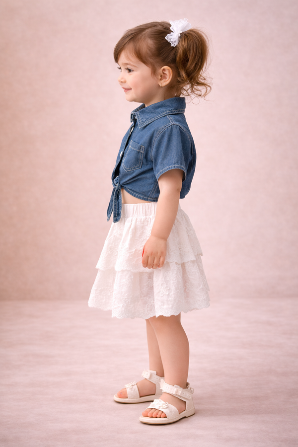 Little Daisy Denim Lace Set