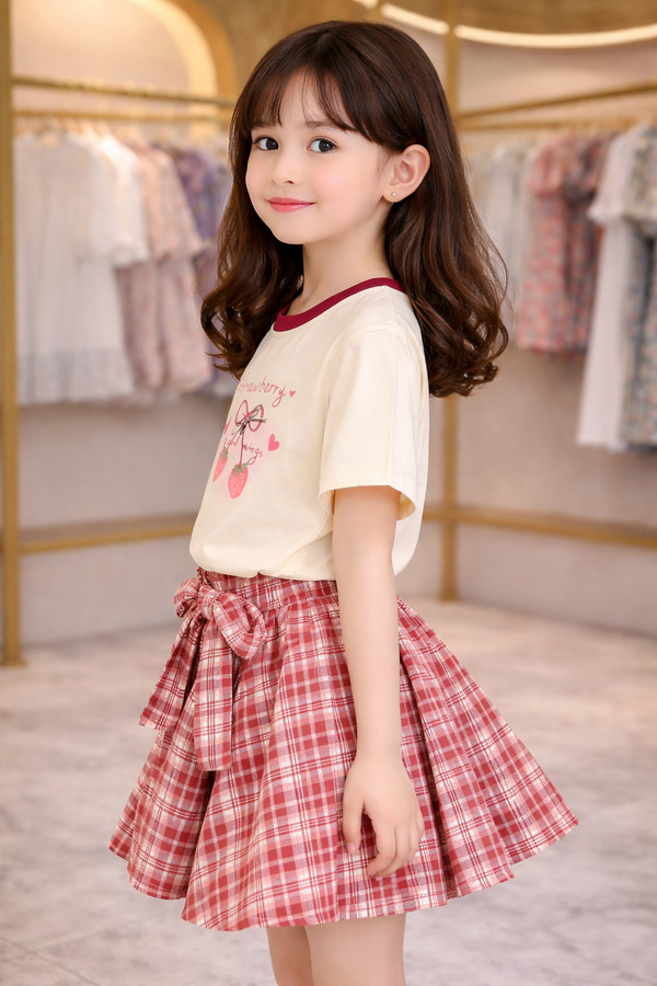 Little Strawberry Charm Top & Skirt Set